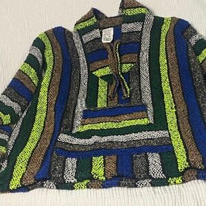 Baja hoodie unisex M Multicolor Striped Knit pullover